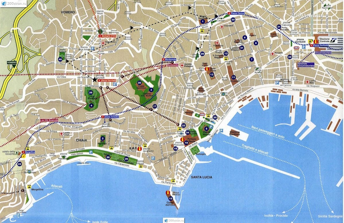 那不勒斯城市的地图
