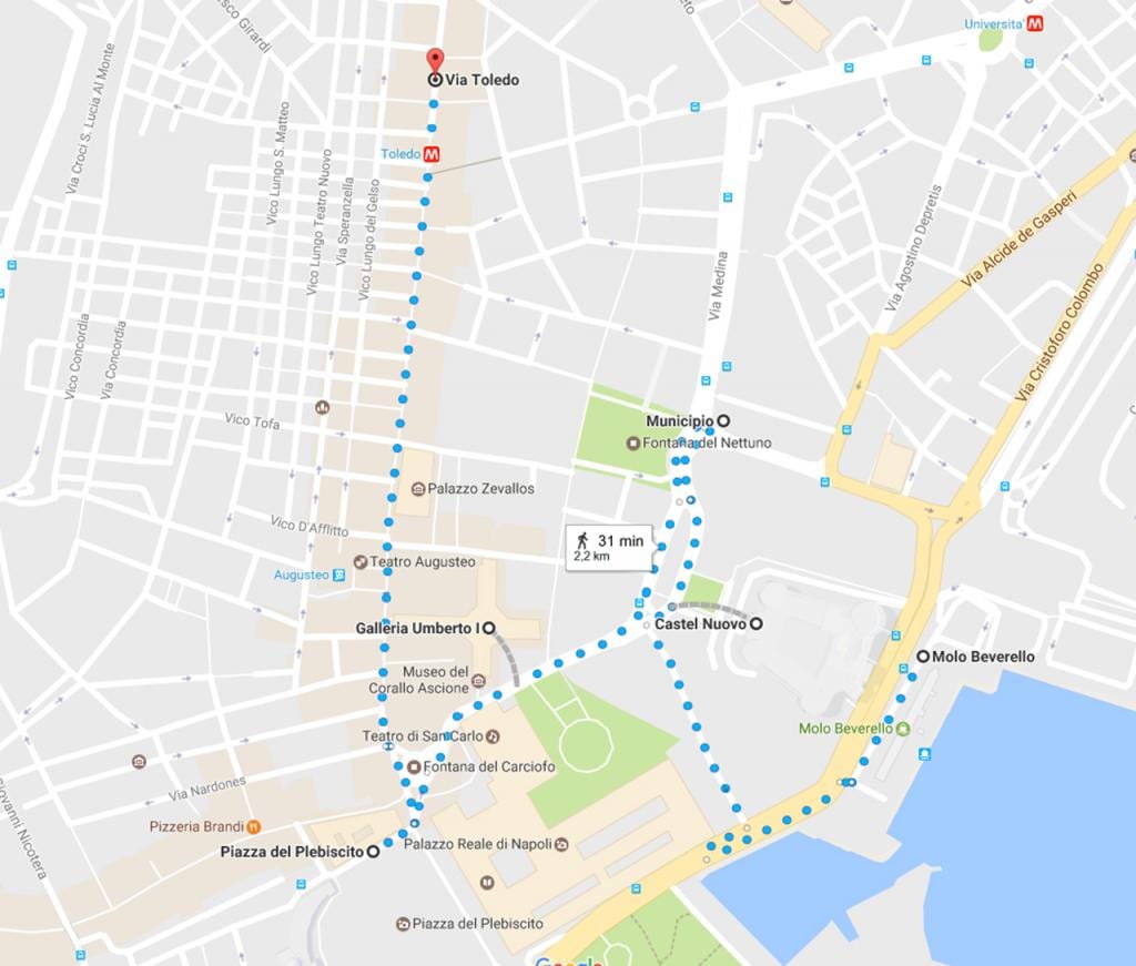 那不勒斯的行旅游地图