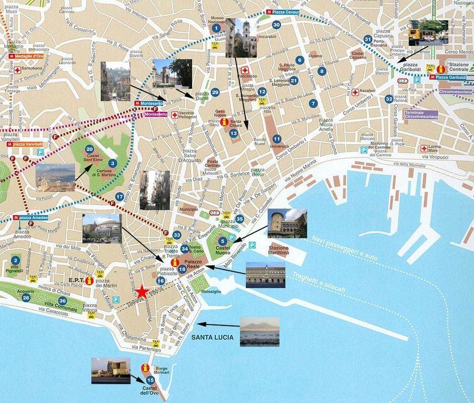 那不勒斯的意大利游轮港口的地图